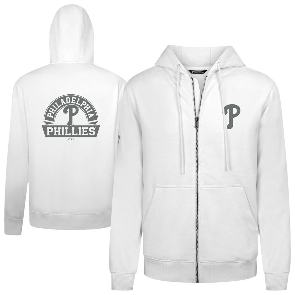White Philadelphia Phillies Levelwear Podium Banner Arch Full-Zip Hoodie