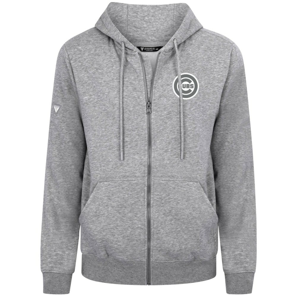 Heather Gray Chicago Cubs Levelwear Podium Banner Arch Full-Zip Hoodie