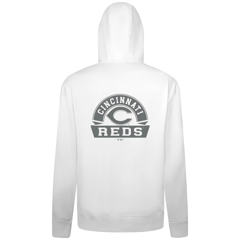 White Cincinnati Reds Levelwear Podium Banner Arch Full-Zip Hoodie