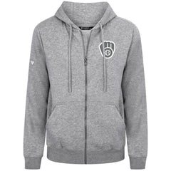 Heather Gray Milwaukee Brewers Levelwear Podium Banner Arch Full-Zip Hoodie