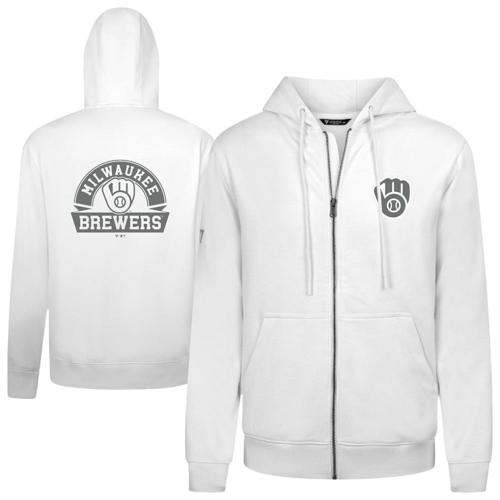 White Milwaukee Brewers Levelwear Podium Banner Arch Full-Zip Hoodie