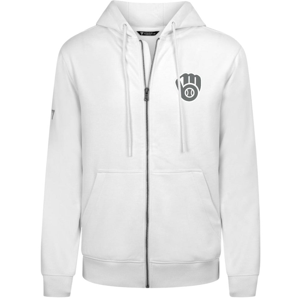 White Milwaukee Brewers Levelwear Podium Banner Arch Full-Zip Hoodie