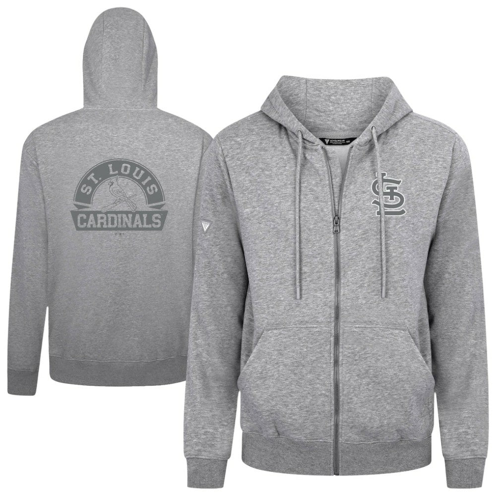 Heather Gray St. Louis Cardinals Levelwear Podium Banner Arch Full-Zip Hoodie
