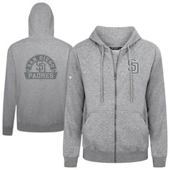 Heather Gray San Diego Padres Levelwear Podium Banner Arch Full-Zip Hoodie
