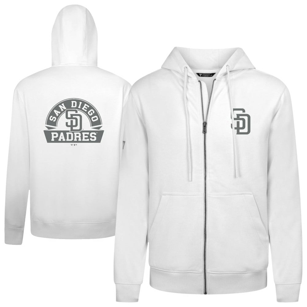 White San Diego Padres Levelwear Podium Banner Arch Full-Zip Hoodie