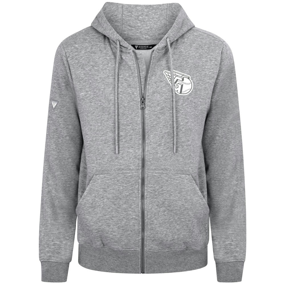 Heather Gray Cleveland Guardians Levelwear Podium Banner Arch Full-Zip Hoodie