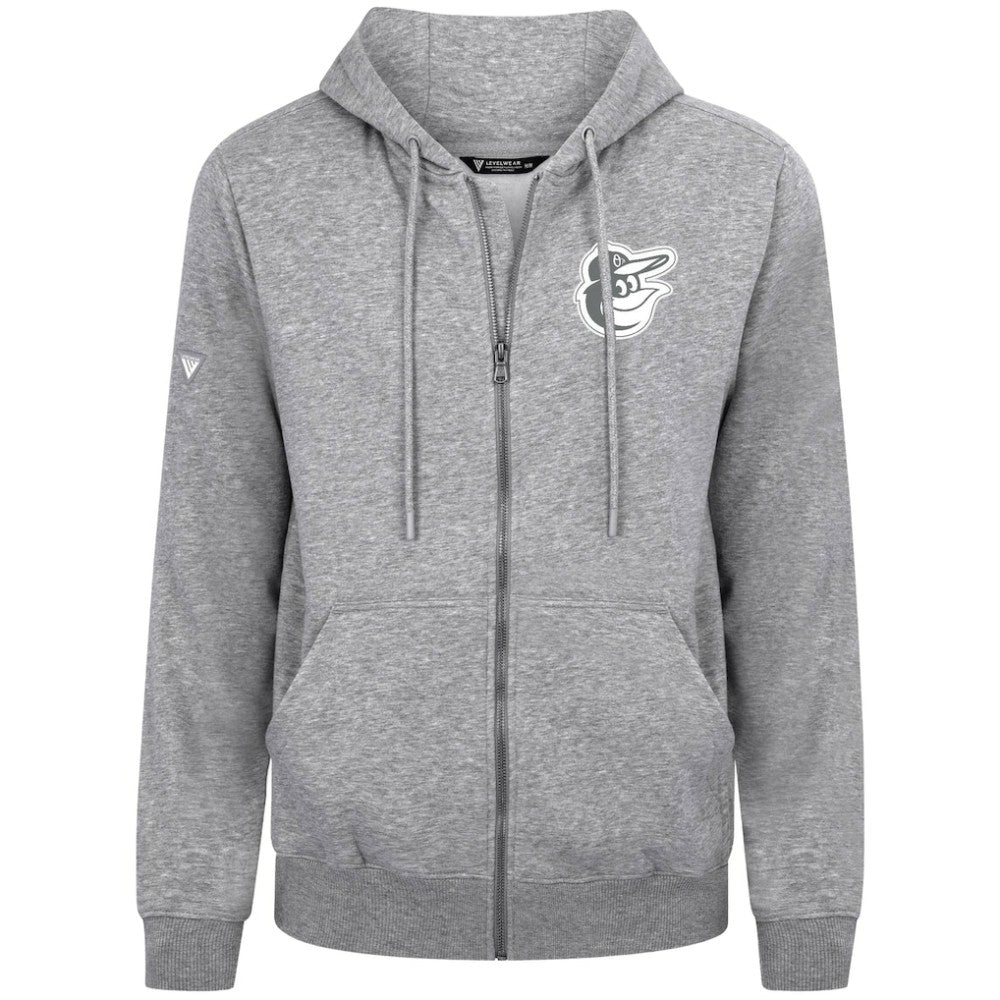 Heather Gray Baltimore Orioles Levelwear Podium Banner Arch Full-Zip Hoodie