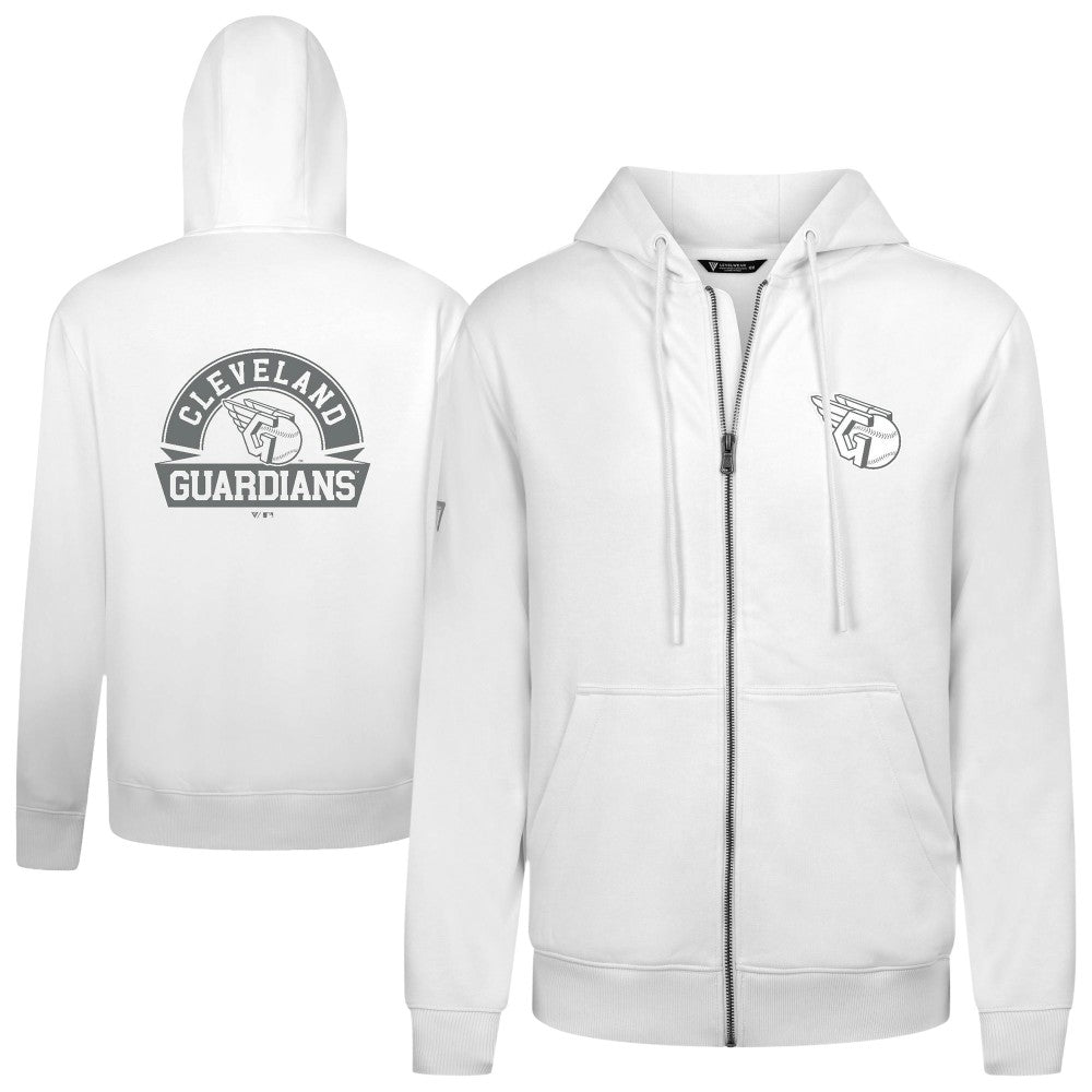 White Cleveland Guardians Levelwear Podium Banner Arch Full-Zip Hoodie