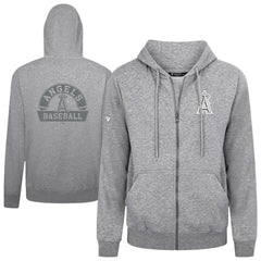 Heather Gray Los Angeles Angels Levelwear Podium Banner Arch Full-Zip Hoodie