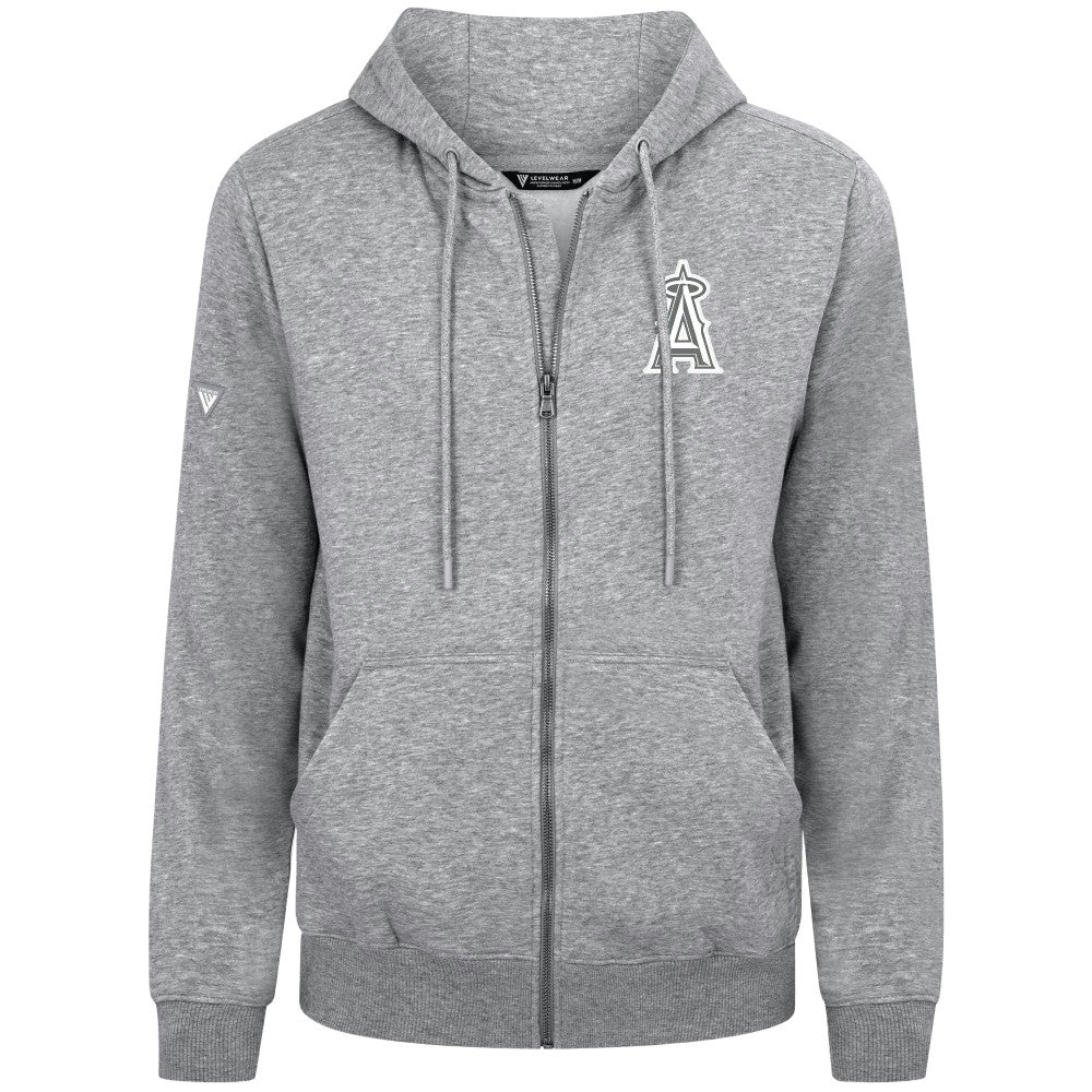 Heather Gray Los Angeles Angels Levelwear Podium Banner Arch Full-Zip Hoodie