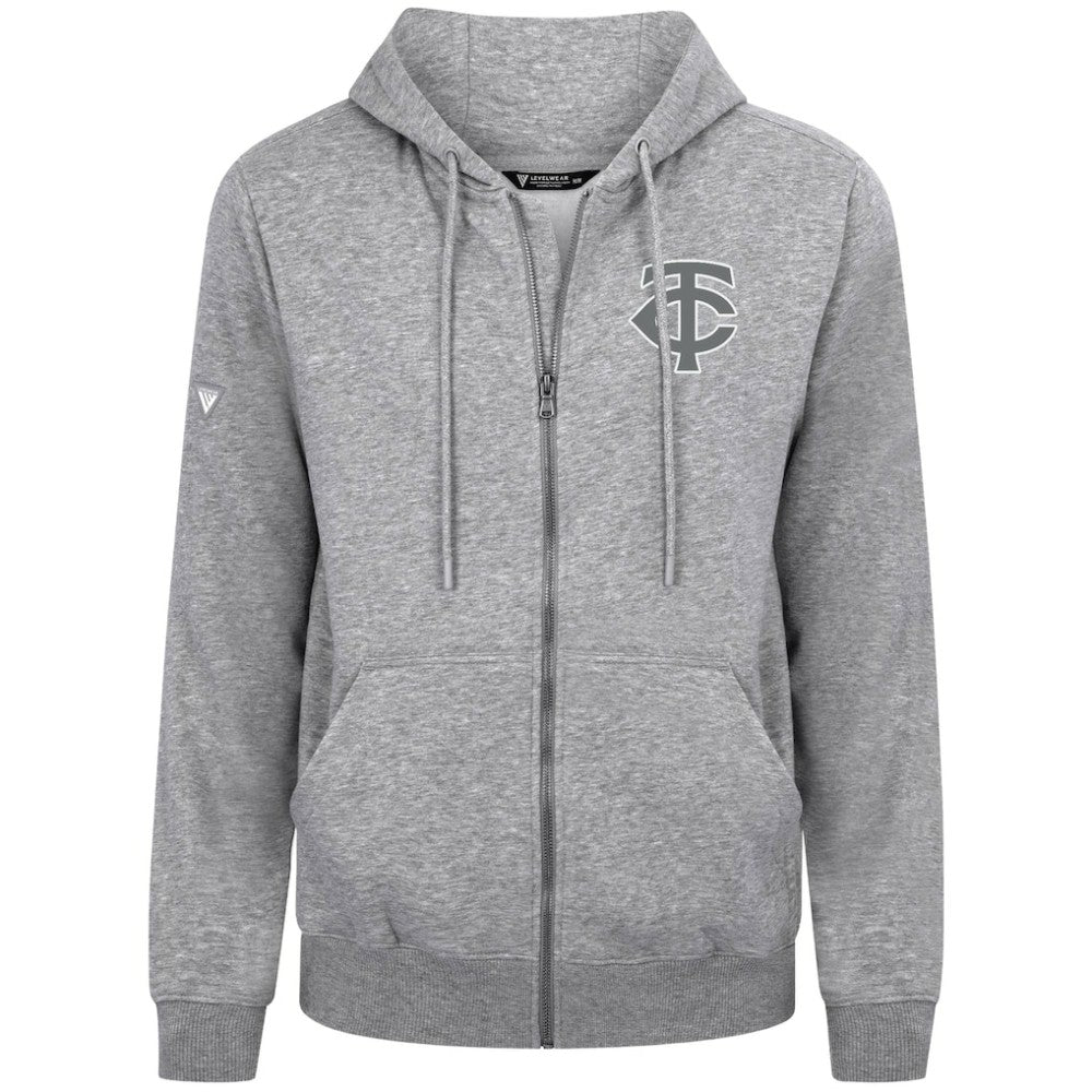 Heather Gray Minnesota Twins Levelwear Podium Banner Arch Full-Zip Hoodie
