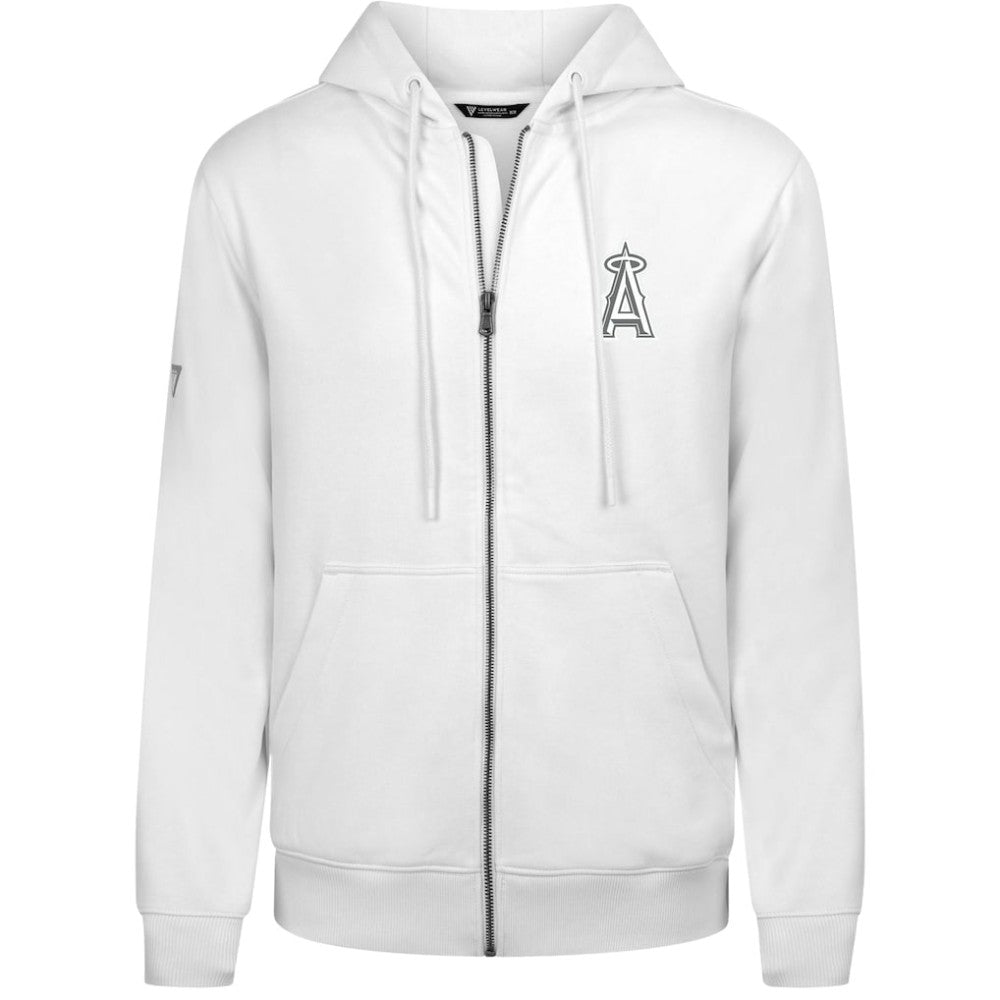 White Los Angeles Angels Levelwear Podium Banner Arch Full-Zip Hoodie