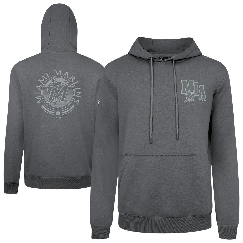 Gray Miami Marlins Levelwear Podium Grain Hoodie