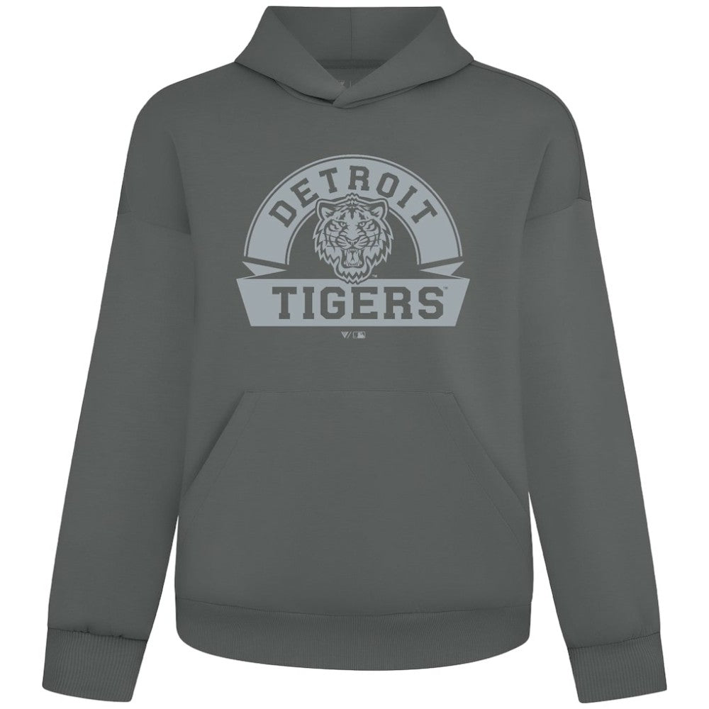 Gray Detroit Tigers Levelwear Luxe Signature Banner Arch Tri-Blend Hoodie