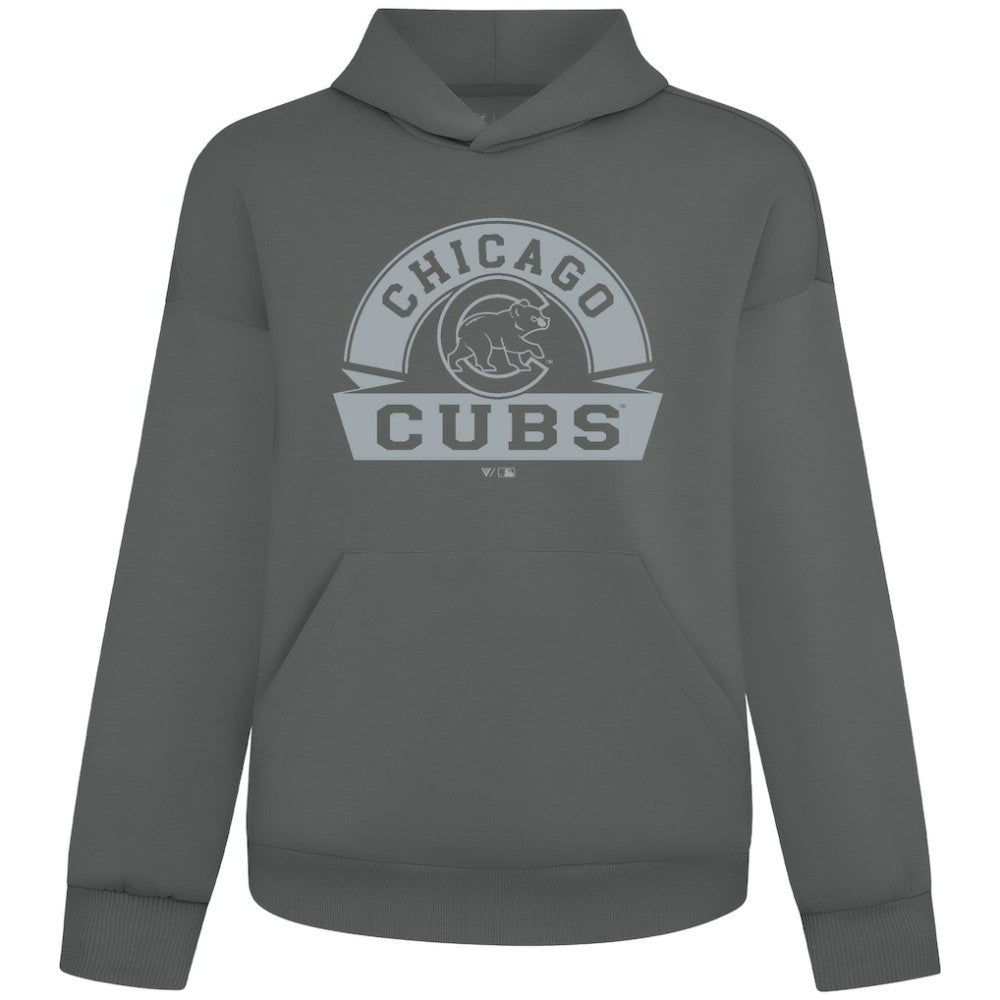 Gray Chicago Cubs Levelwear Luxe Signature Banner Arch Tri-Blend Hoodie