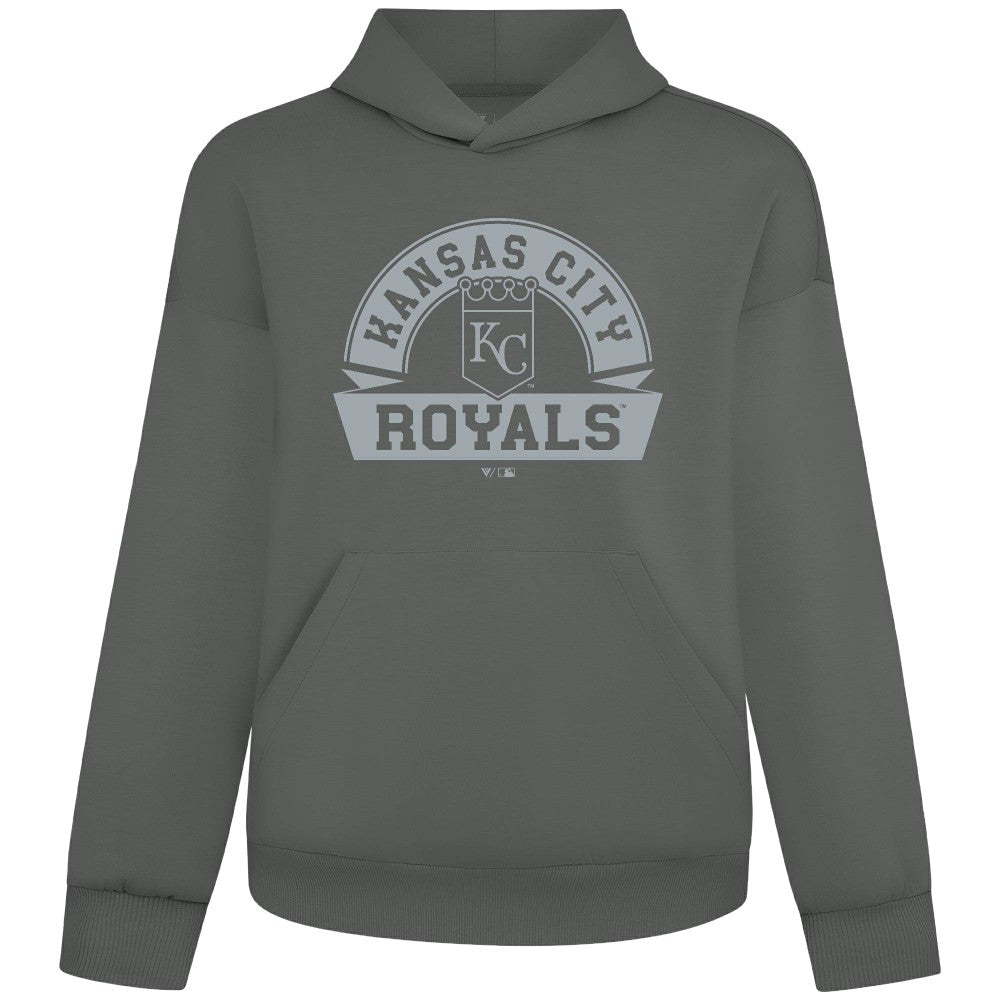 Gray Kansas City Royals Levelwear Luxe Signature Banner Arch Tri-Blend Hoodie