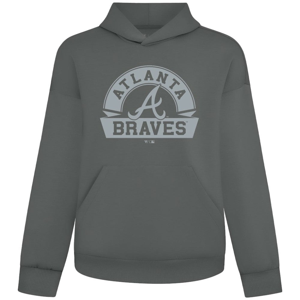 Gray Atlanta Braves Levelwear Luxe Signature Banner Arch Tri-Blend Hoodie