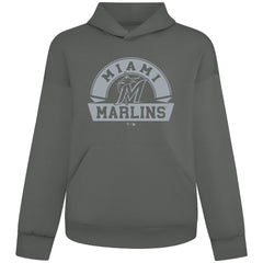 Gray Miami Marlins Levelwear Luxe Signature Banner Arch Tri-Blend Hoodie