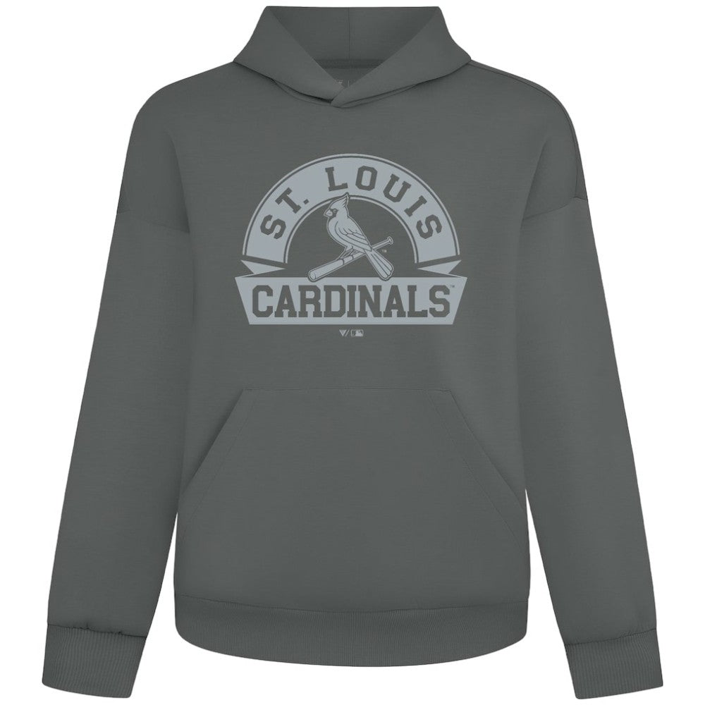 Gray St. Louis Cardinals Levelwear Luxe Signature Banner Arch Tri-Blend Hoodie
