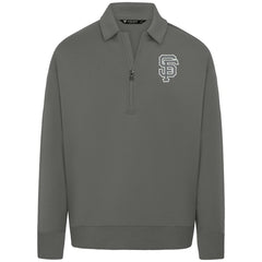 Gray San Francisco Giants Levelwear Luxe Signature Quarter-Zip Chenille Logo Tri-Blend Sweatshirt