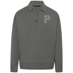 Gray Pittsburgh Pirates Levelwear Luxe Signature Quarter-Zip Chenille Logo Tri-Blend Sweatshirt