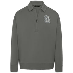 Gray St. Louis Cardinals Levelwear Luxe Signature Quarter-Zip Chenille Logo Tri-Blend Sweatshirt