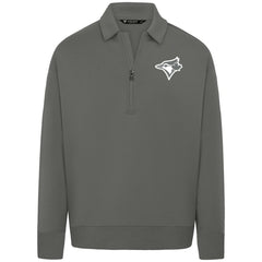 Gray Toronto Blue Jays Levelwear Luxe Signature Quarter-Zip Chenille Logo Tri-Blend Sweatshirt