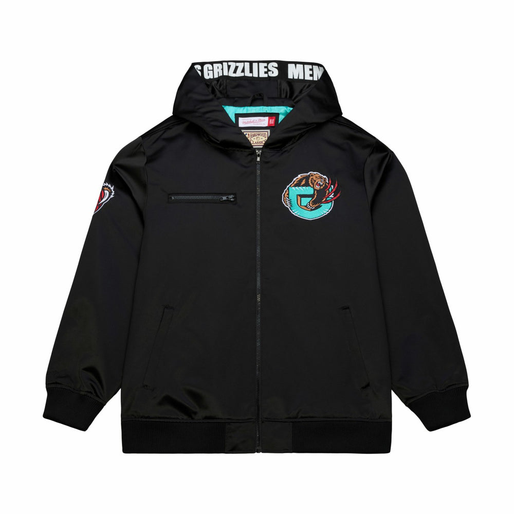 Mitchell & Ness Memphis Grizzlies Hardwood Classics Nights Walk the Tunnel Satin Bomber Full-Snap Hooded Jacket
