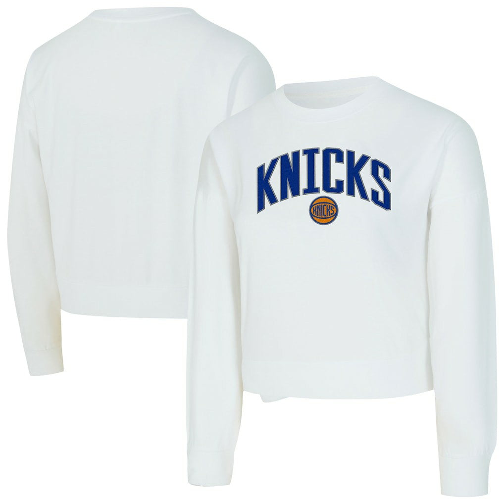 New York Knicks Concepts Sport Women's Laney Chenille Cropped Long Sleeve T-Shirt