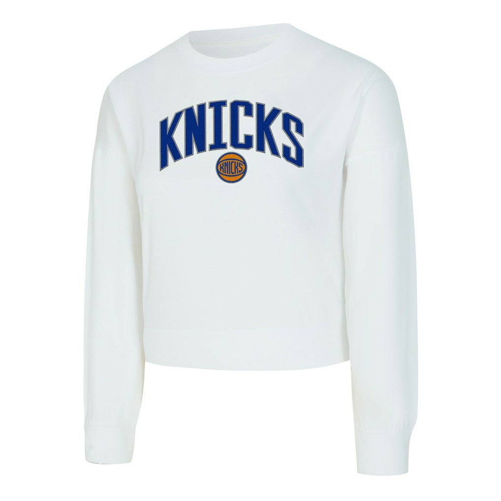 New York Knicks Concepts Sport Women's Laney Chenille Cropped Long Sleeve T-Shirt