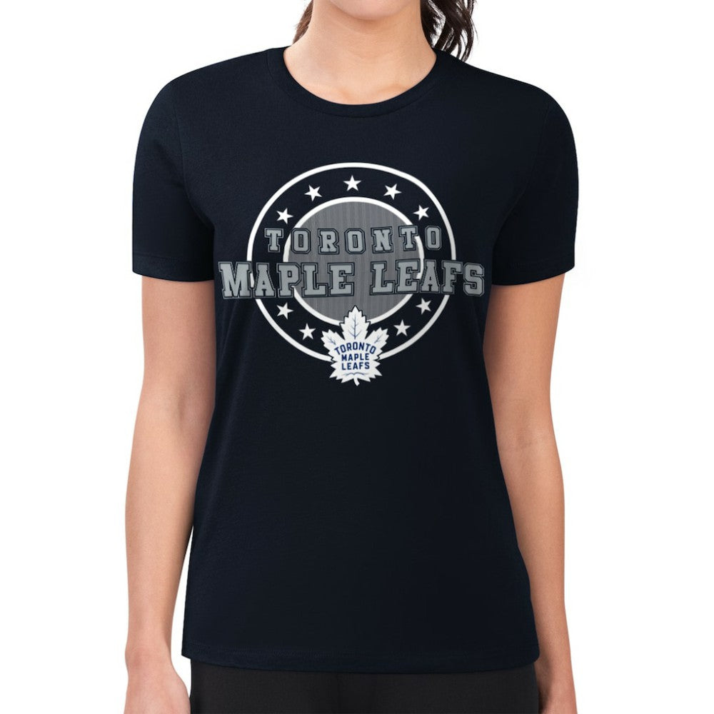 NHL Toronto Maple Leafs G-III 4Her by Carl Banks Women's Super-Slim Lightweight Pinstripe Circle Graphic T-Shirt