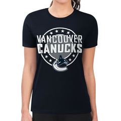 NHL Vancouver Canucks G-III 4Her by Carl Banks Women's Super-Slim Lightweight Pinstripe Circle Graphic T-Shirt