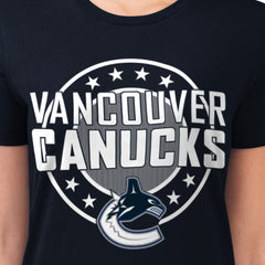 NHL Vancouver Canucks G-III 4Her by Carl Banks Women's Super-Slim Lightweight Pinstripe Circle Graphic T-Shirt