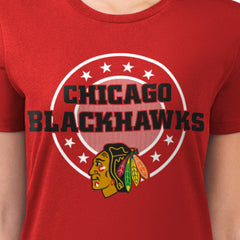 NHL Chicago Blackhawks G-III 4Her by Carl Banks Women's Super-Slim Lightweight Pinstripe Circle Graphic T-Shirt