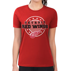 NHL Detroit Red Wings G-III 4Her by Carl Banks Women's Super-Slim Lightweight Pinstripe Circle Graphic T-Shirt