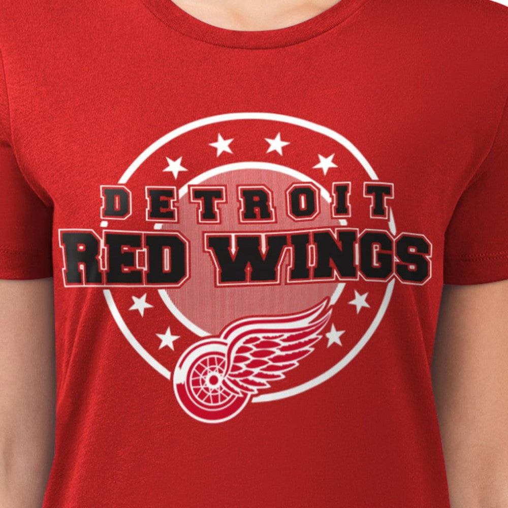NHL Detroit Red Wings G-III 4Her by Carl Banks Women's Super-Slim Lightweight Pinstripe Circle Graphic T-Shirt