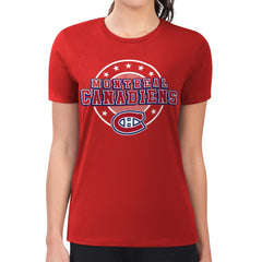 NHL Montreal Canadiens G-III 4Her by Carl Banks Women's Super-Slim Lightweight Pinstripe Circle Graphic T-Shirt