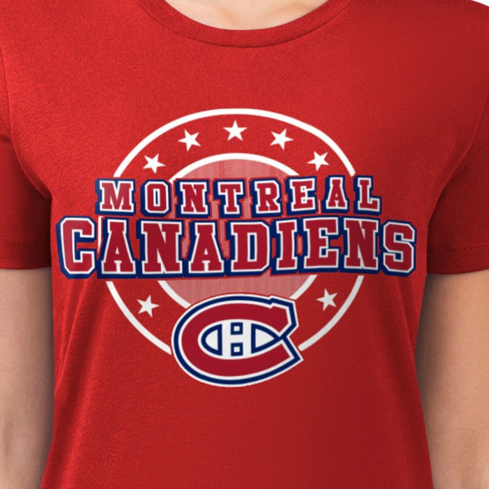 NHL Montreal Canadiens G-III 4Her by Carl Banks Women's Super-Slim Lightweight Pinstripe Circle Graphic T-Shirt