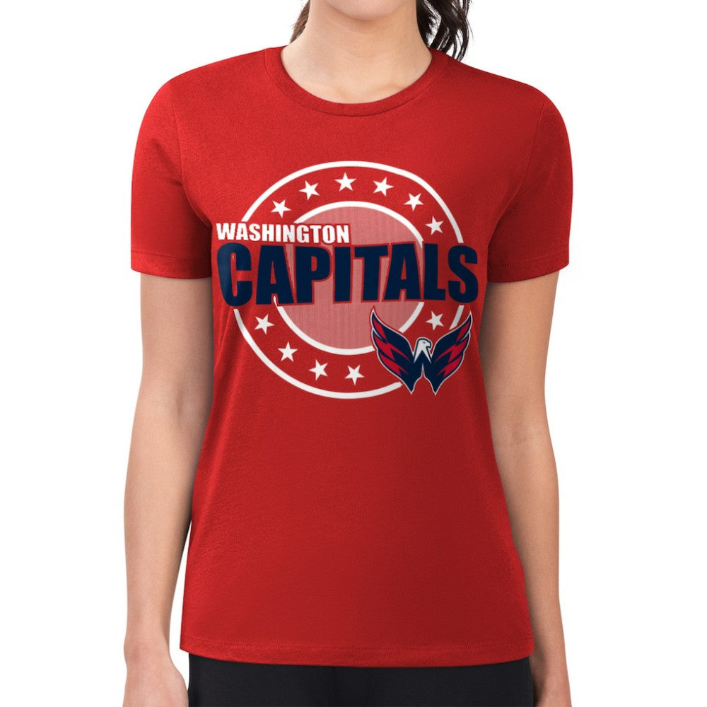 NHL Washington Capitals G-III 4Her by Carl Banks Women's Super-Slim Lightweight Pinstripe Circle Graphic T-Shirt