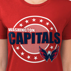 NHL Washington Capitals G-III 4Her by Carl Banks Women's Super-Slim Lightweight Pinstripe Circle Graphic T-Shirt