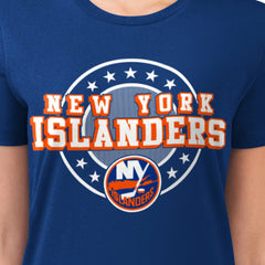 NHL New York Islanders G-III 4Her by Carl Banks Women's Super-Slim Lightweight Pinstripe Circle Graphic T-Shirt