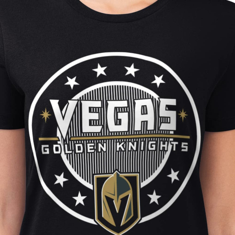 NHL Vegas Golden Knights G-III 4Her by Carl Banks Women's Super-Slim Lightweight Pinstripe Circle Graphic T-Shirt