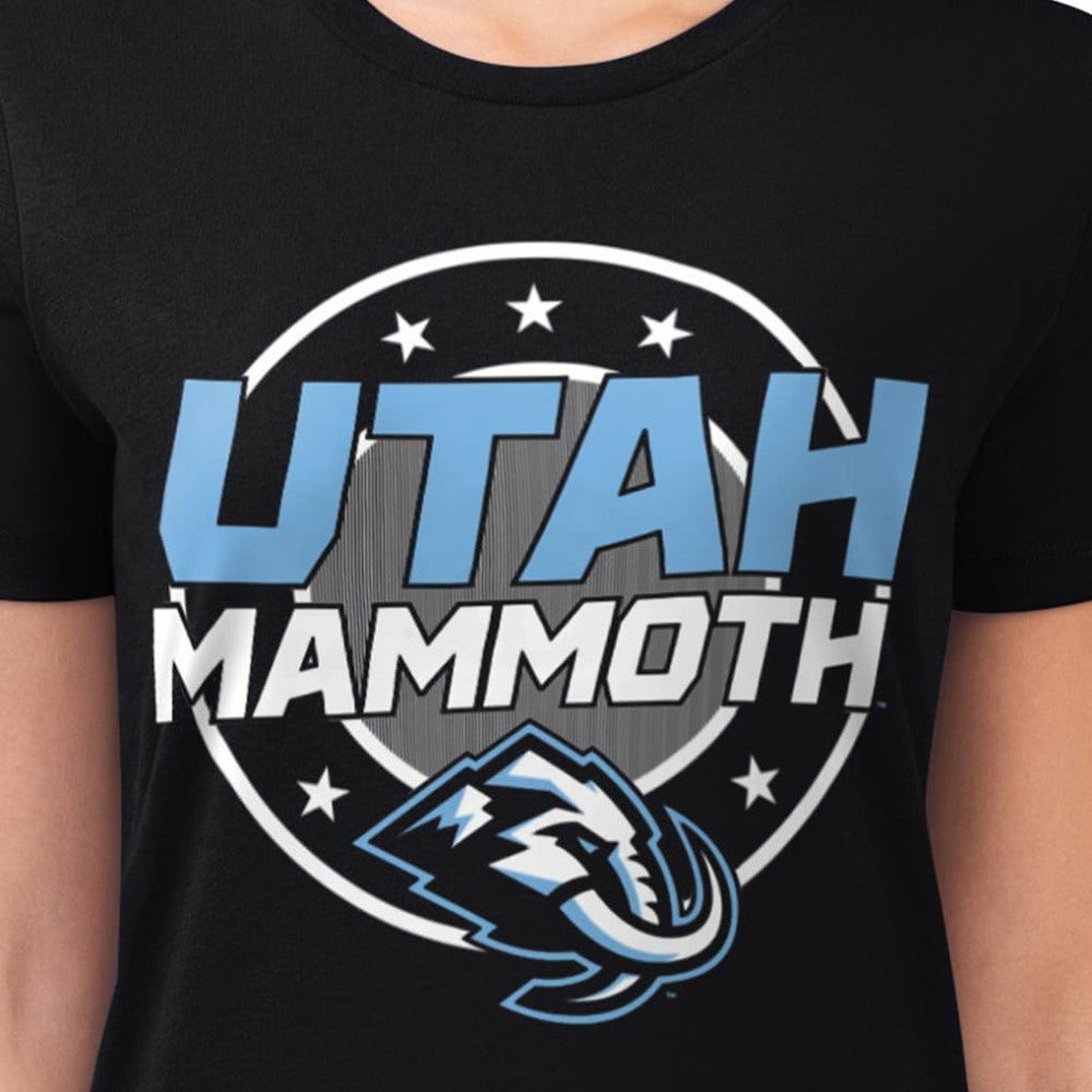 NHL Utah Mammoth G-III 4Her by Carl Banks Women's Super-Slim Lightweight Pinstripe Circle Graphic T-Shirt