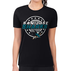 NHL San Jose Sharks G-III 4Her by Carl Banks Women's Super-Slim Lightweight Pinstripe Circle Graphic T-Shirt