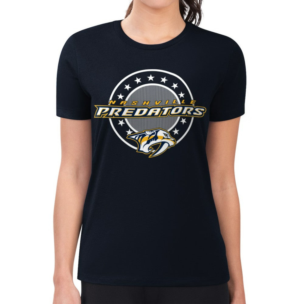 NHL Nashville Predators G-III 4Her by Carl Banks Women's Super-Slim Lightweight Pinstripe Circle Graphic T-Shirt