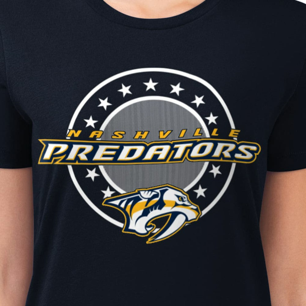 NHL Nashville Predators G-III 4Her by Carl Banks Women's Super-Slim Lightweight Pinstripe Circle Graphic T-Shirt
