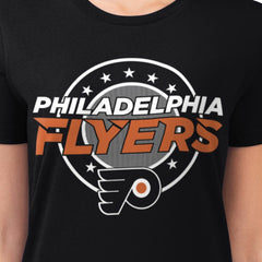 NHL Philadelphia Flyers G-III 4Her by Carl Banks Women's Super-Slim Lightweight Pinstripe Circle Graphic T-Shirt
