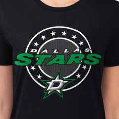 NHL Dallas Stars G-III 4Her by Carl Banks Women's Super-Slim Lightweight Pinstripe Circle Graphic T-Shirt