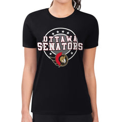NHL Ottawa Senators G-III 4Her by Carl Banks Women's Super-Slim Lightweight Pinstripe Circle Graphic T-Shirt