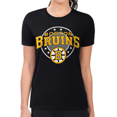 NHL Boston Bruins G-III 4Her by Carl Banks Women's Super-Slim Lightweight Pinstripe Circle Graphic T-Shirt